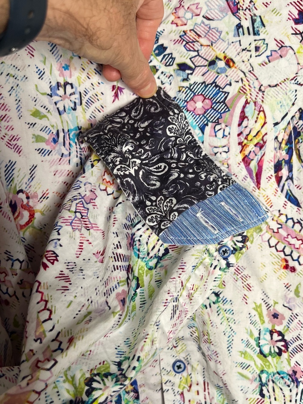 Robert Graham White with floral abstract print cotton Sz 2XL Summer, vacation - Picture 4 of 9